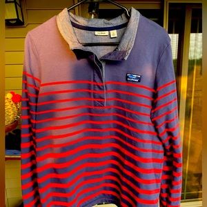 Mens LL Bean Crewneck Button Down - Large